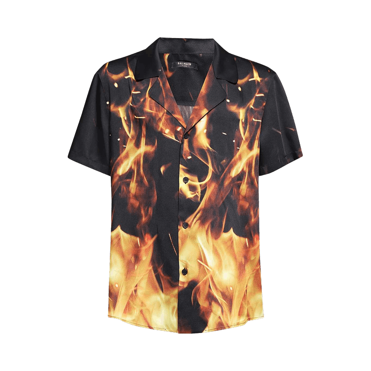 Buy Balmain Fire Printed Pyjama Style Shirt 'Black/Fire Print