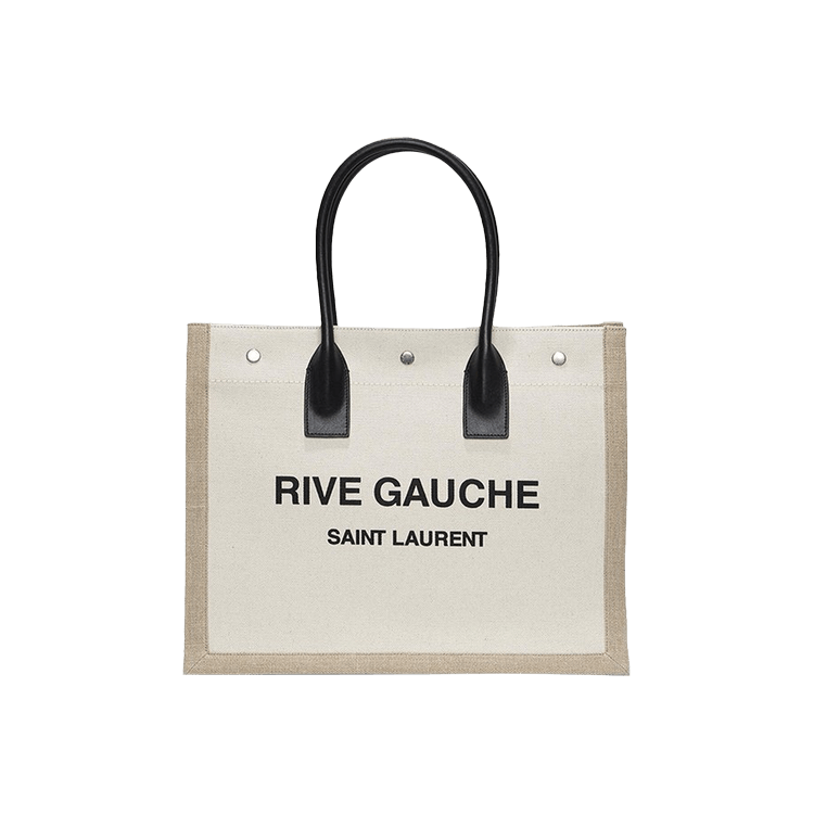 Saint Laurent Small Rive Gauche Tote Bag in Greggio & Naturale