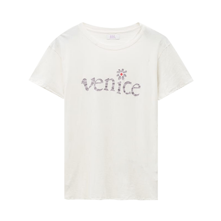■ERL■ Venice Logo Short Sleeve T-Shirt White ERL06T012WHIT White ERL Unisex Venice Knit T-Shirt | SVD