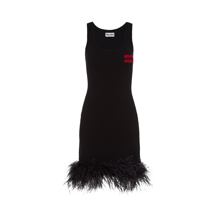 ★miumiu様★FENNEL⭐︎ファーポンチョ⭐︎ブラック Buy Miu Miu Cashmere Dress With Feathers 'Black' - MMA756