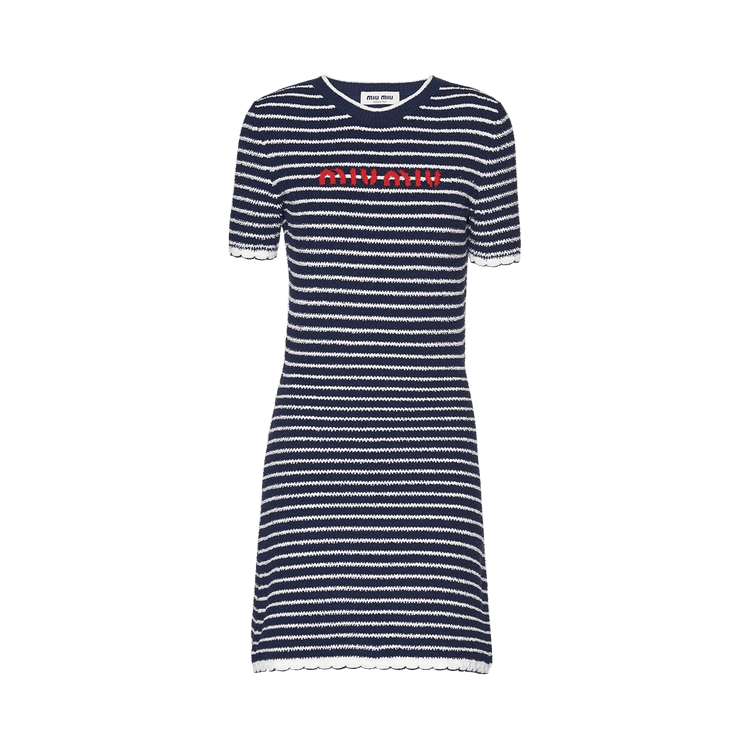 Buy Miu Miu Crewneck Mini Dress 'Blue/White' - MMA769 119T