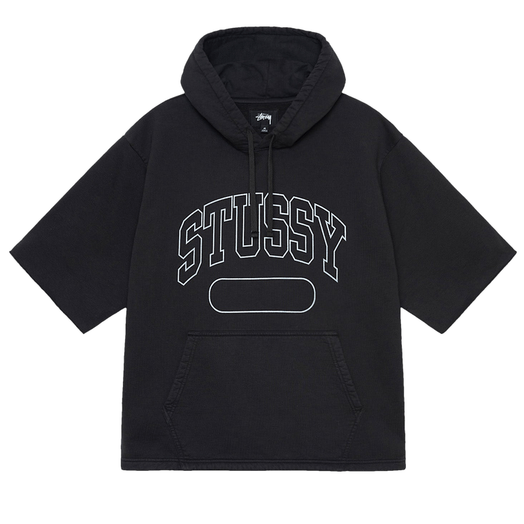 Stussy Short Sleeve Boxy Cropped Hoodie Black Culture Circle