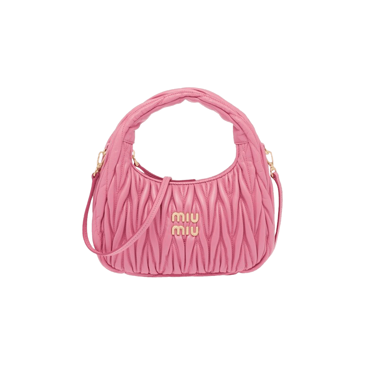 Authentic MIU MIU Matelassé Handbag Logo Nappa Crystal Beads