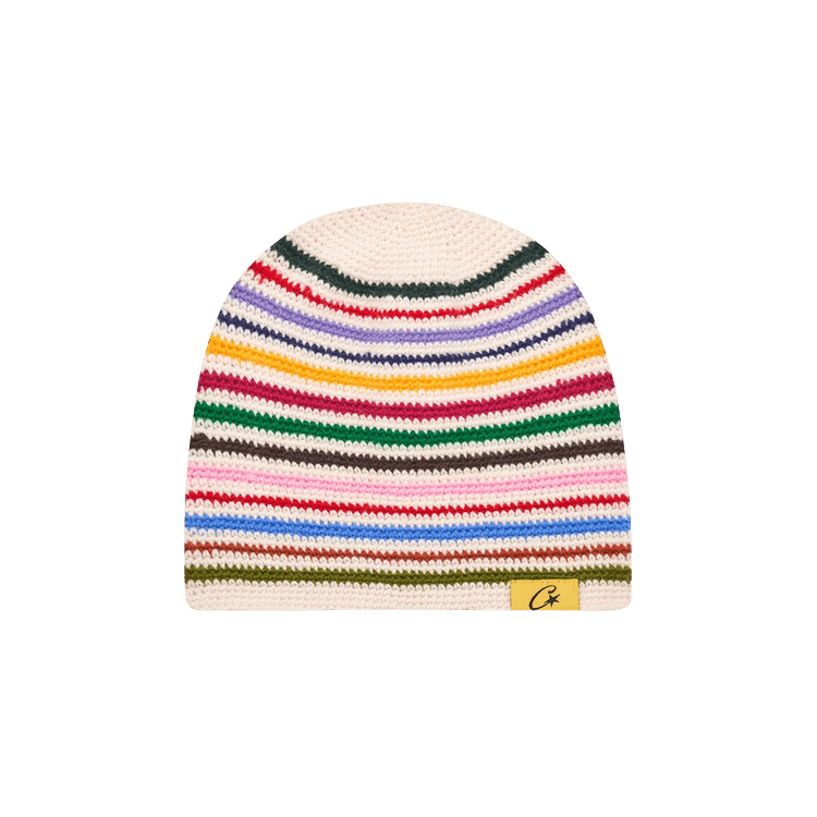 Corteiz Knit Stripe V2 Beanie Green/Cream Men's - SS24 - US