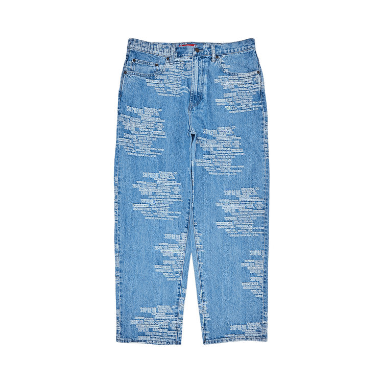 Buy Supreme Trademark Jacquard Baggy Jean 'Washed Blue