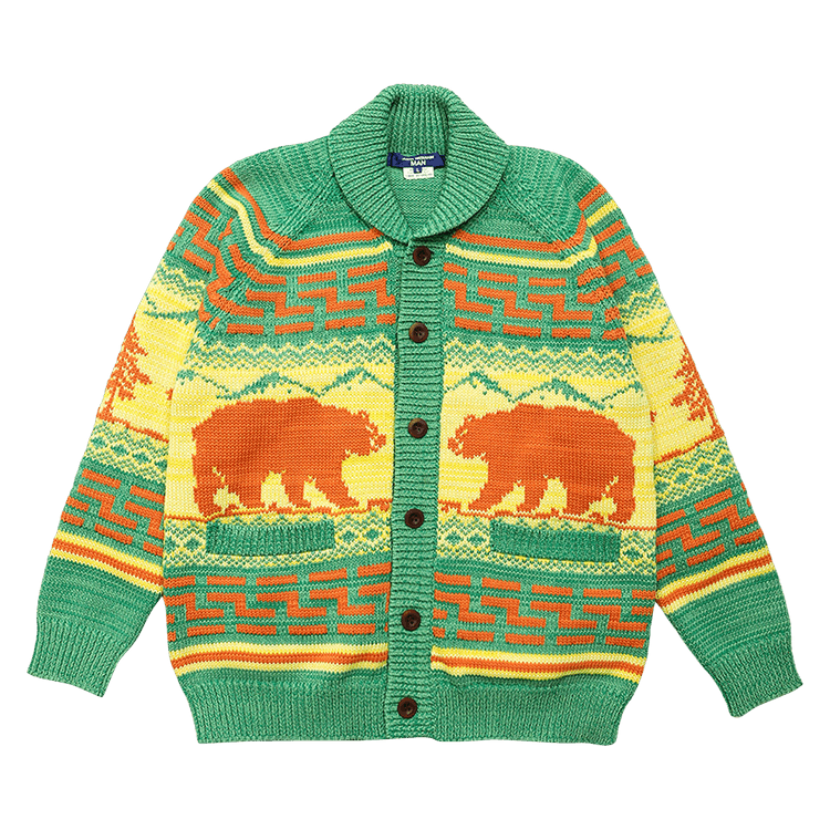 Buy Junya Watanabe Multi Knit Jacquard Cardigan 'Green' - WK N003