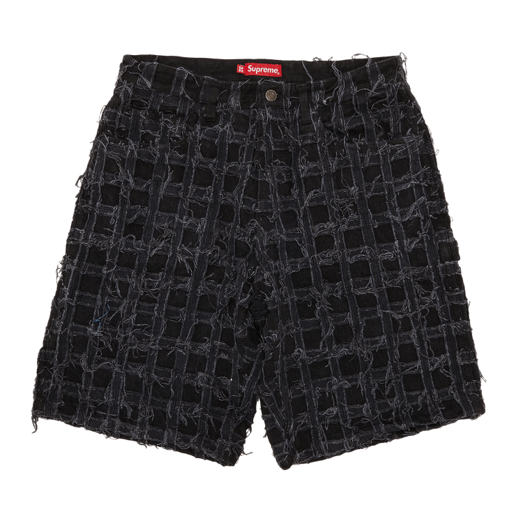 Buy Supreme Frayed Patchwork Baggy Denim Short 'Washed Black