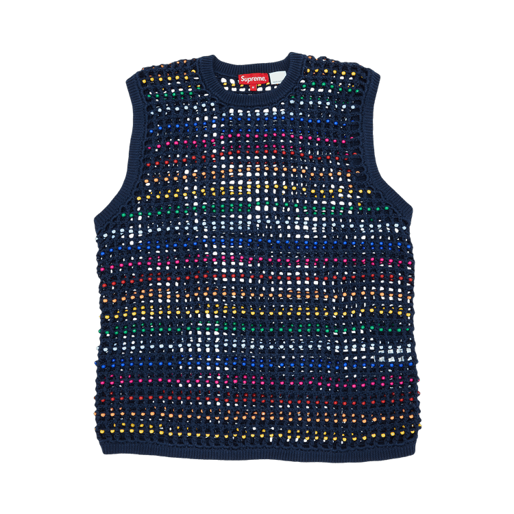 美品　Supreme Beaded sweat vest Buy Supreme Beaded Sweater Vest 'Navy' - SS23SK19 NAVY | GOAT