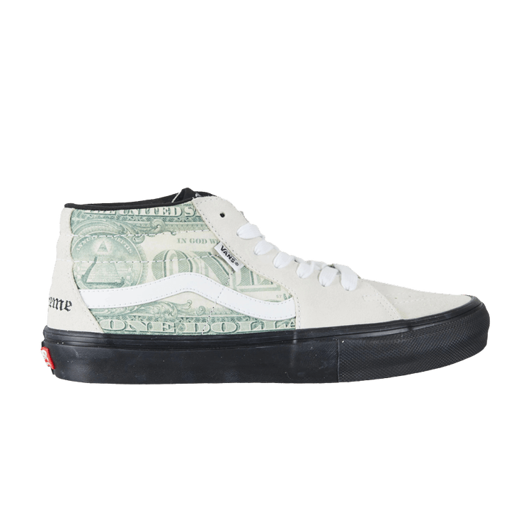 Vans Supreme Dollar Bill White Skate Grosso M 13 Shoes Authentic 