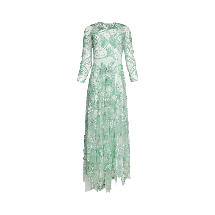 Buy Valentino Long-Sleeve Embellished Gown 'Green' - 2B3VDEX01ED JZK | GOAT Buy Valentino Long-Sleeve Embellished Gown 'Green' - 2B3VDEX01ED JZK | GOAT