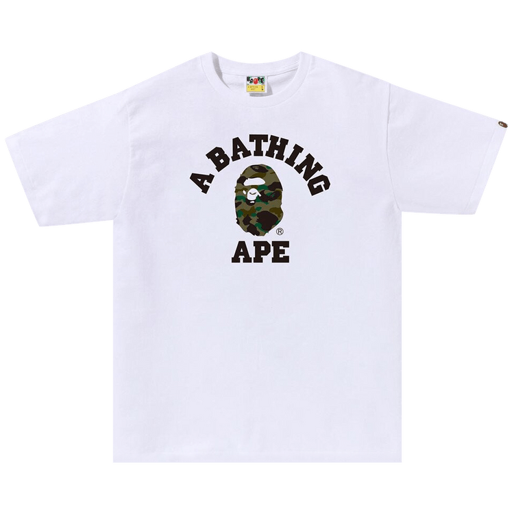 Buy BAPE 1st Camo College Tee 'White/Green' - 1J30 110 010 WHITE