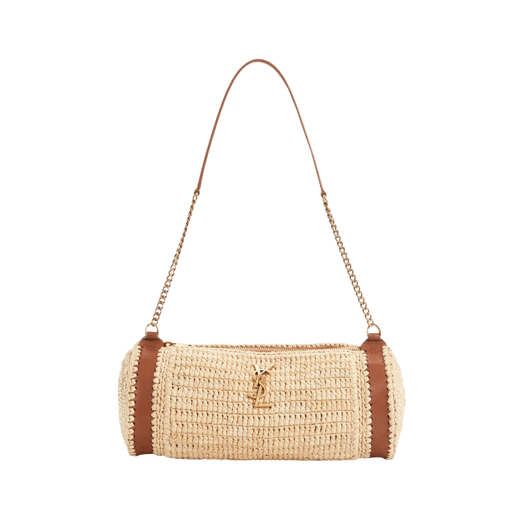 Saint Laurent Niki Raffia logo-plaque Shoulder Bag - Yellow