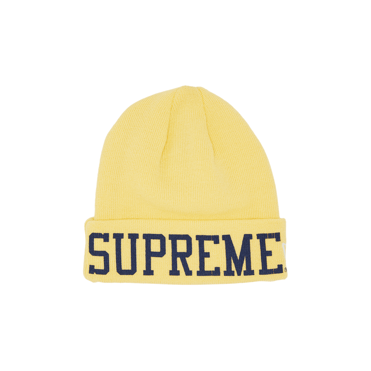 Buy Supreme x New Era Varsity Beanie 'Light Yellow