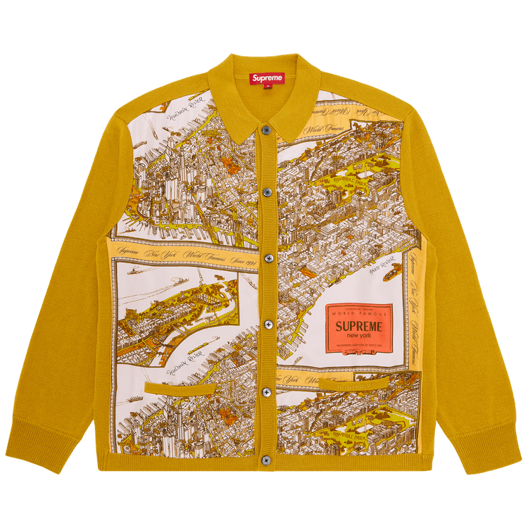 トップス Supreme Silk Map Cardigan Buy Supreme Silk Map Cardigan 'Mustard' - FW23SK27 MUSTARD