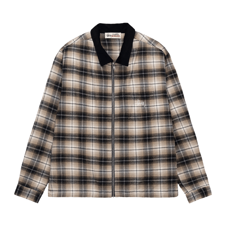 Buy Stussy Frank Plaid Zip Shirt 'Taupe' - 1110300 TAUP | GOAT