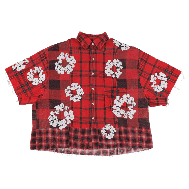 Buy READYMADE x Denim Tears Wreath Check Halfshirt 'Red' - RE DT RE 00 00  07 | GOAT