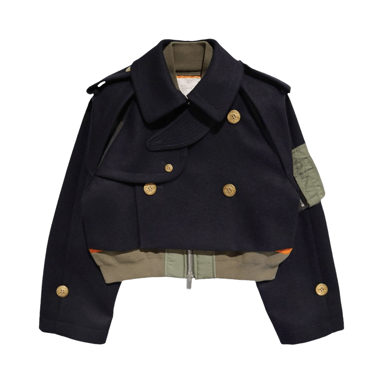 Buy Sacai Wool Melton Mix Jacket 'Navy' - 23 06753 201 | GOAT