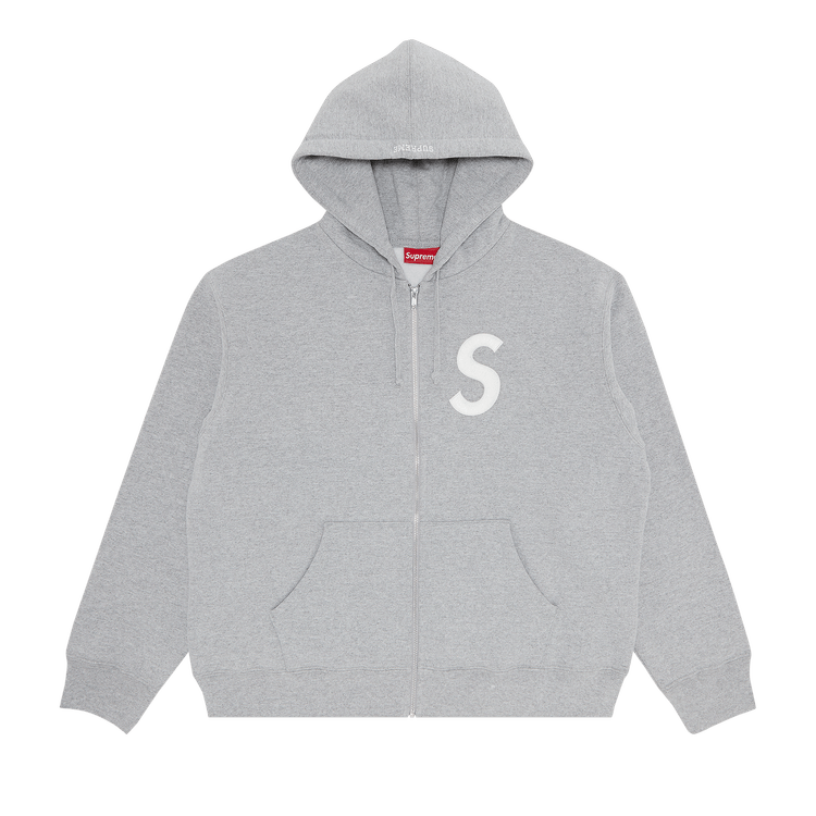 Supreme S Logo Zip Up Hooded Sweatshirt 'Heather Grey'