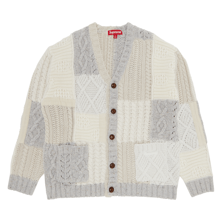 Buy Supreme Patchwork Cable Knit Cardigan 'Ivory' - FW23SK15