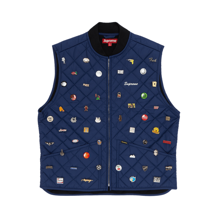 Buy Supreme Pins Quilted Work Vest 'Navy' - FW23J92 NAVY | GOAT