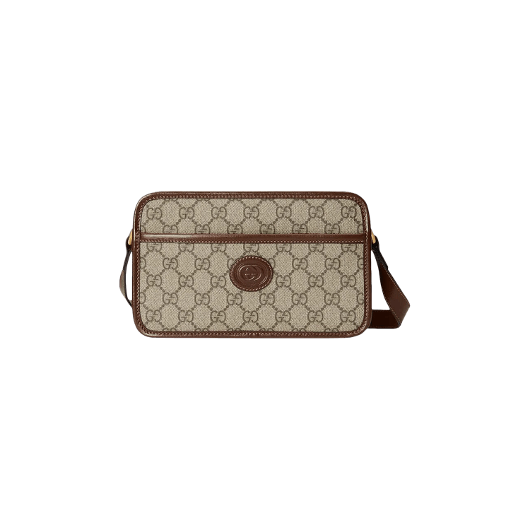 Half-moon-shaped mini bag with Interlocking G in beige and ebony Supreme