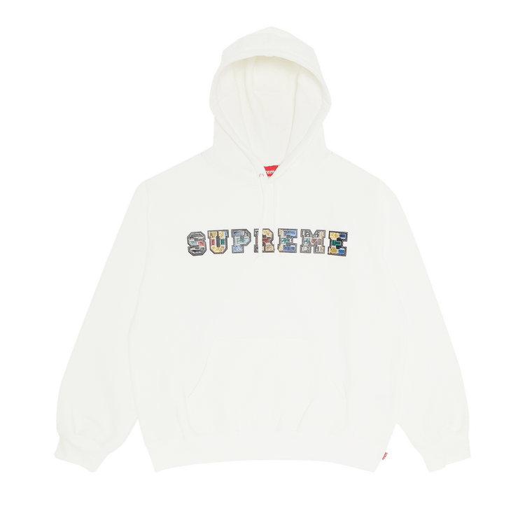 Collegiate Patchwork Leather Hooded Sweatshirt - fall winter 2023 - Supreme