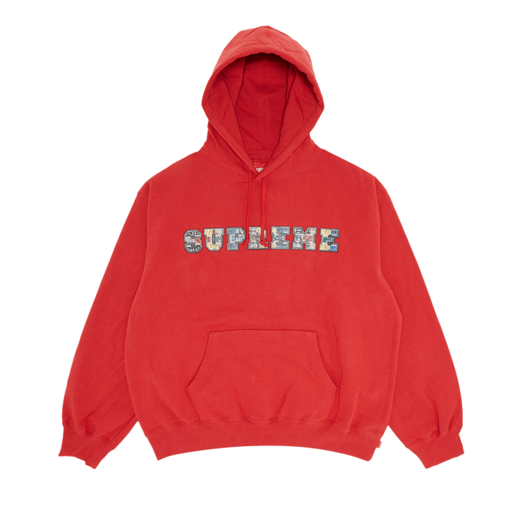Buy Supreme Collegiate Patchwork Leather Hooded Sweatshirt Burnt Red FW23SW58 BURNT RED GOAT