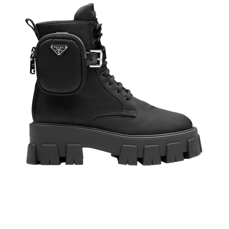 Prada Wmns Monolith Pouch Lace Up Boot Black Culture Circle