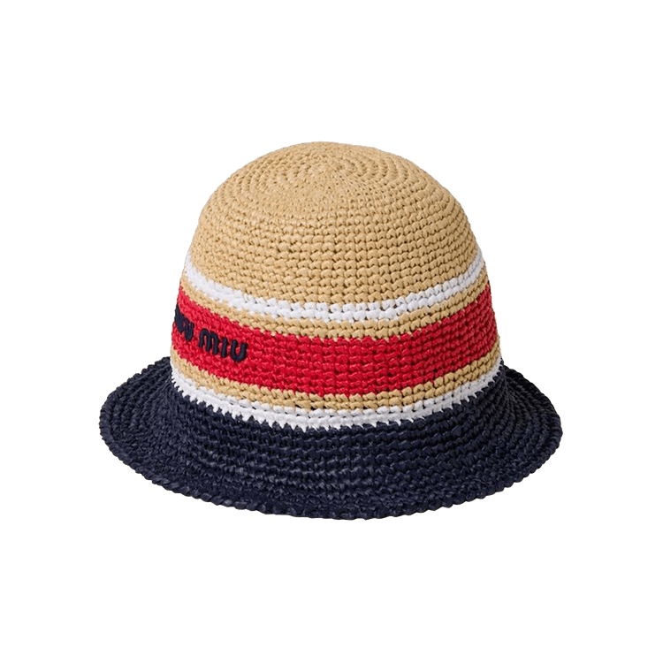 Buy Miu Miu Viscose Raffia Hat 'Beige/Blue' - 5HC305 2F8F