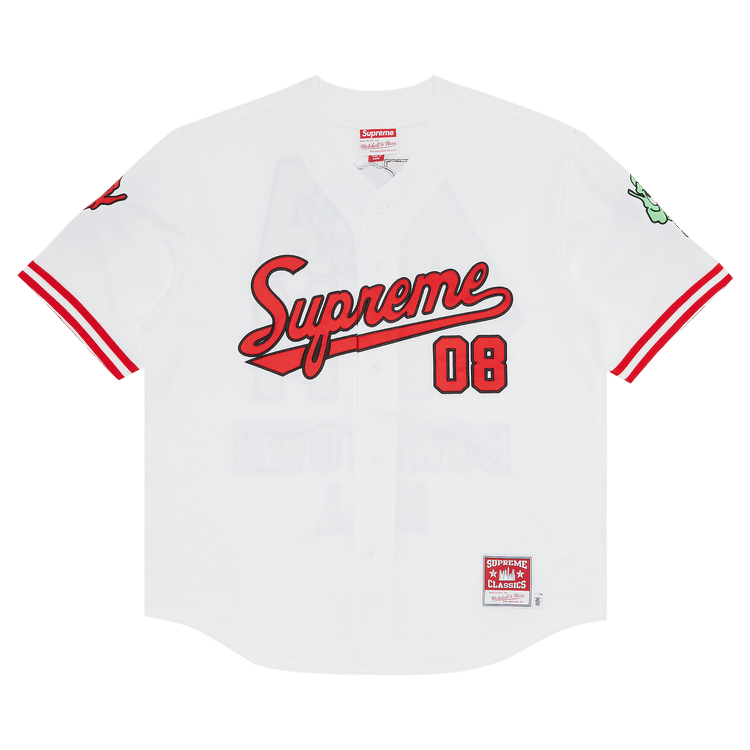 Buy Supreme x Mitchell & Ness Downtown Hell Baseball Jersey 'White