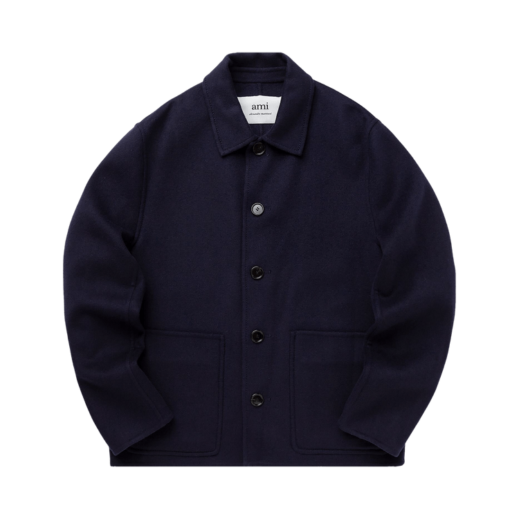 Buy Ami Double Face Short Coat 'Blue' - HJK200 WV0022 430 | GOAT