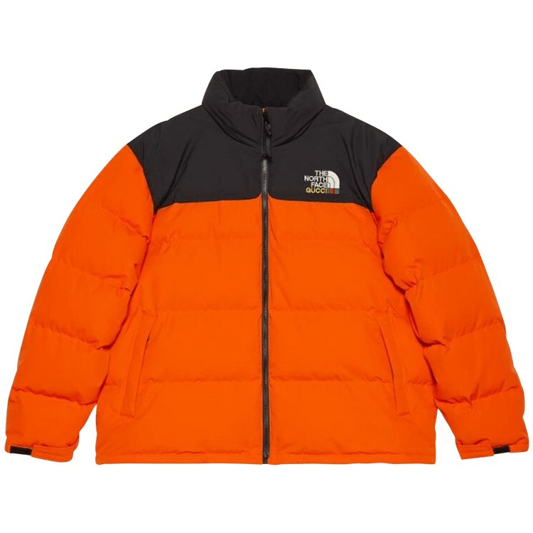 North face orange puffer jacket top