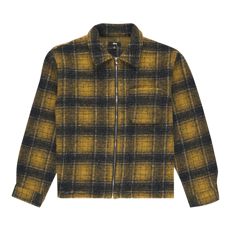 STUSSY BRUSHED WOOL PLAID ZIP SHIRT Sサイズ Wool Plaid Zip Shirt