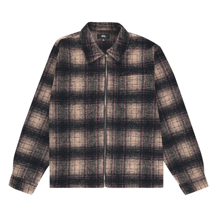 STUSSY BRUSHED WOOL PLAID ZIP SHIRT Sサイズ Stussy Brushed Wool Plaid Zip Shirt - POIZON