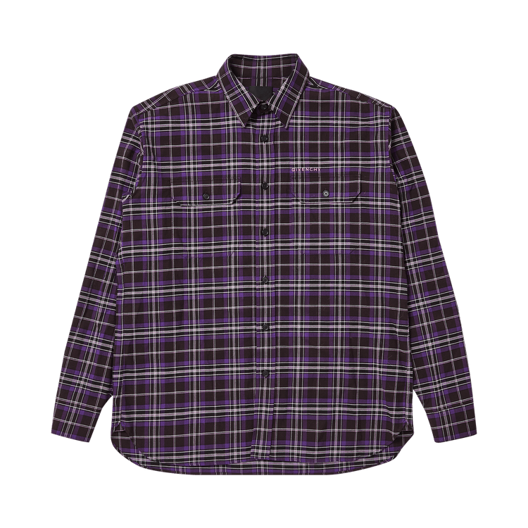 Buy Givenchy Checked Flannel Shirt 'Dark Purple