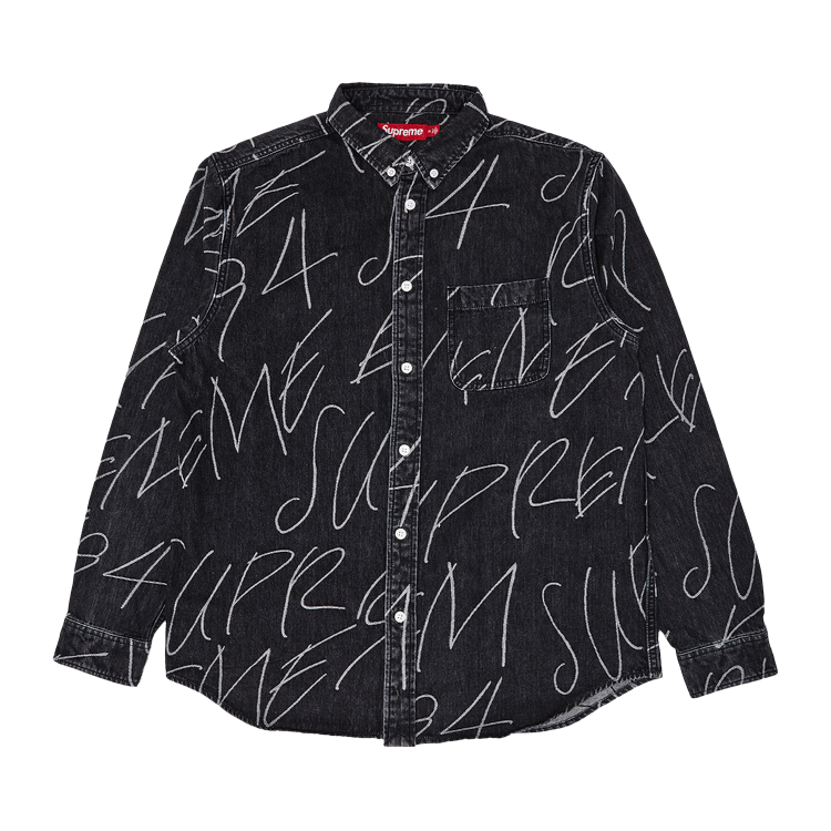 Buy Supreme Handwriting Jacquard Denim Shirt 'Washed Black