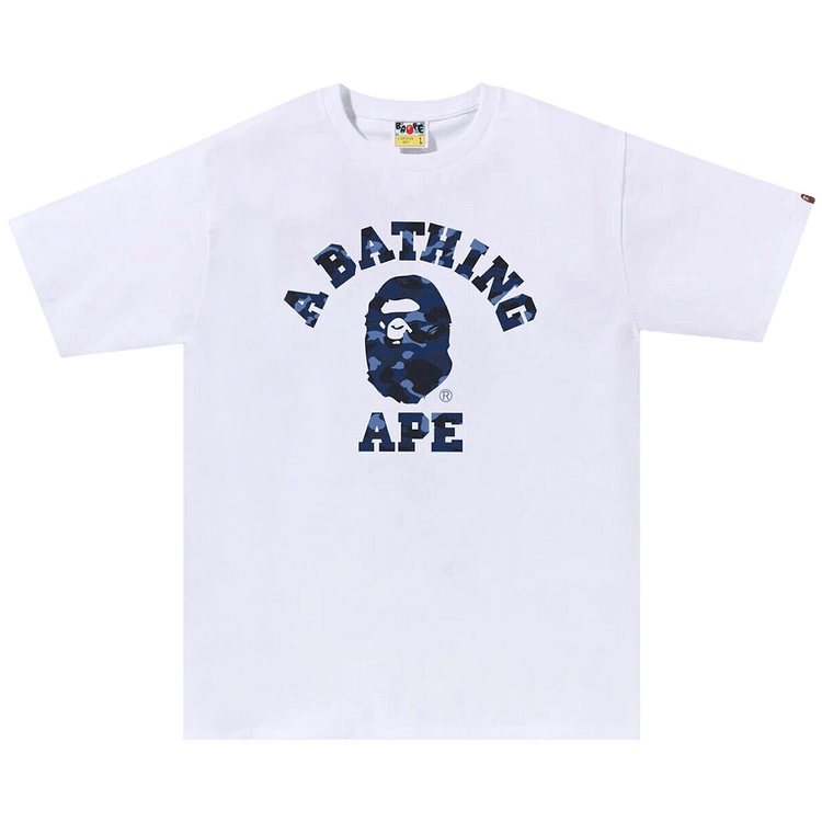 Bape Color Camo College Tee White Navy Culture Circle
