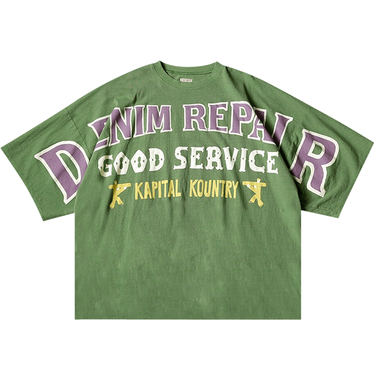 Kapital Denim Repair Huge Jersey T-Shirt 'Green'