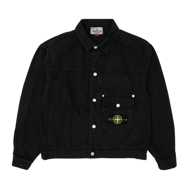 Buy Supreme x Stone Island Denim Trucker Jacket 'Black Buy Supreme x Stone Island Denim Trucker Jacket 'Black