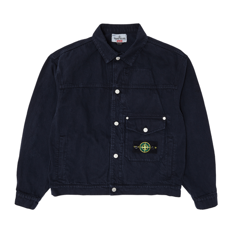 Buy Supreme x Stone Island Denim Trucker Jacket 'Navy' - FW23J7B