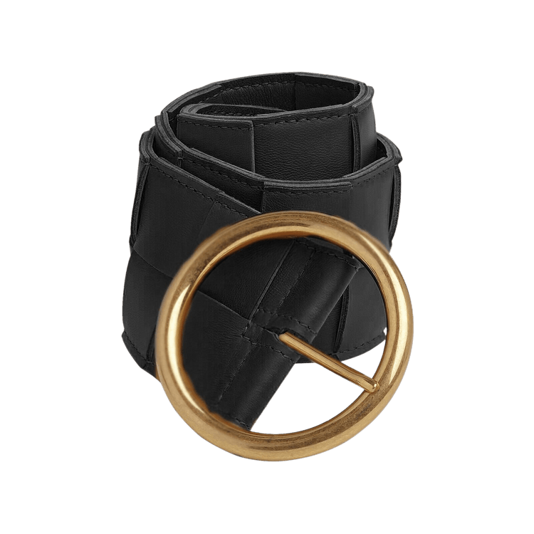 Buy Bottega Veneta Maxi Intreccio Belt 'Black/Gold' - 577933