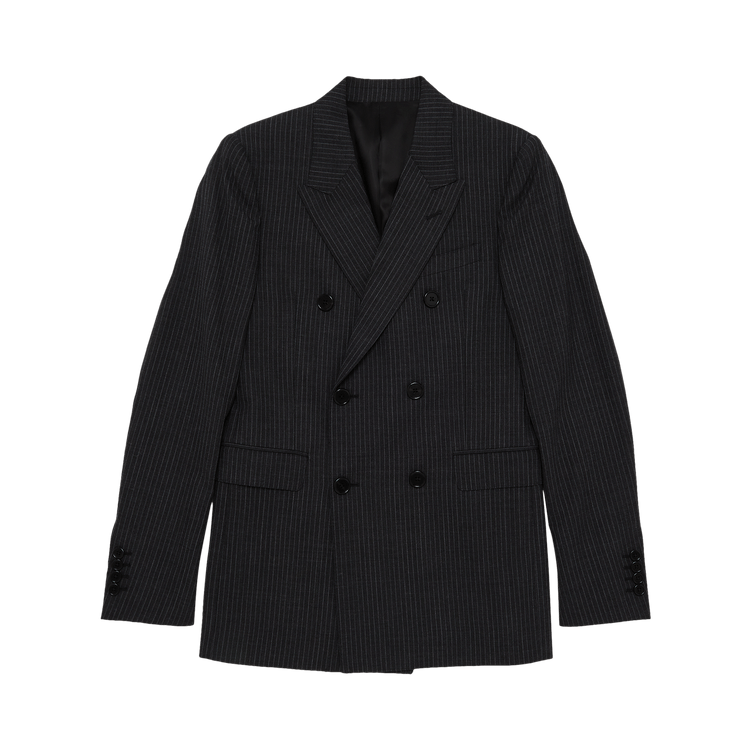Buy CELINE Double Breasted Pinstriped Wool Blazer 'Navy