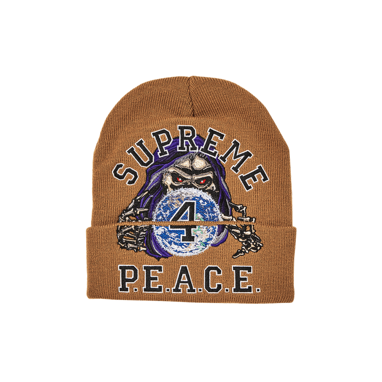 Buy Supreme Peace Embroidered Beanie 'Tan' - FW23BN48 TAN | GOAT