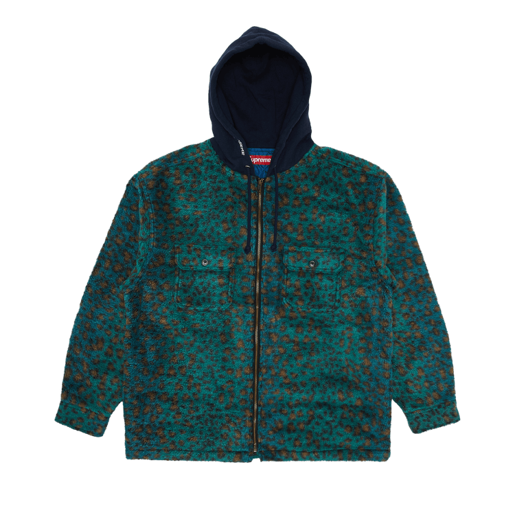 ★23AW WEEK11★Supreme Fleece Zip Up Hooded Shirt Buy Supreme Fleece Zip Hooded Shirt 'Teal Leopard' - FW23S11
