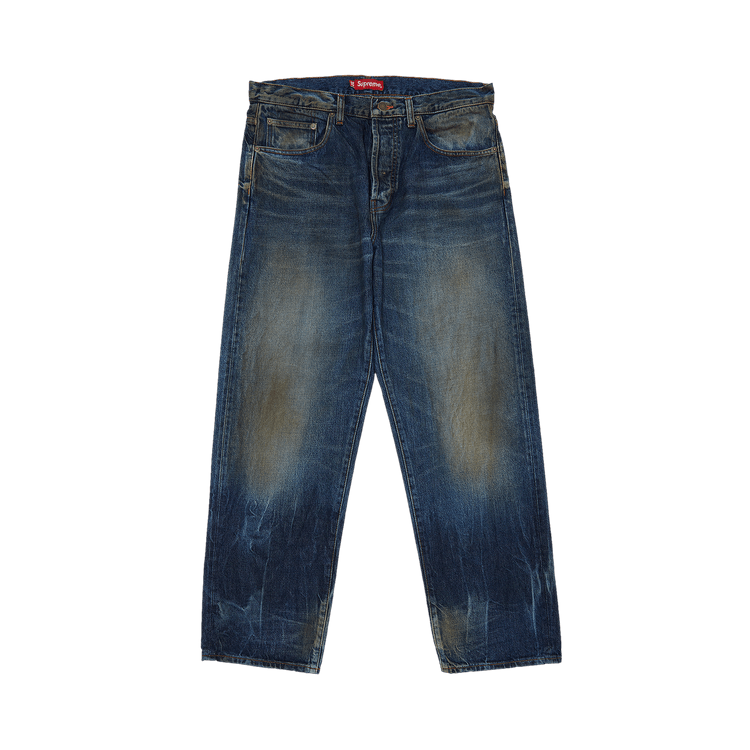 Buy Supreme Distressed Loose Fit Selvedge Jean 'Washed Blue