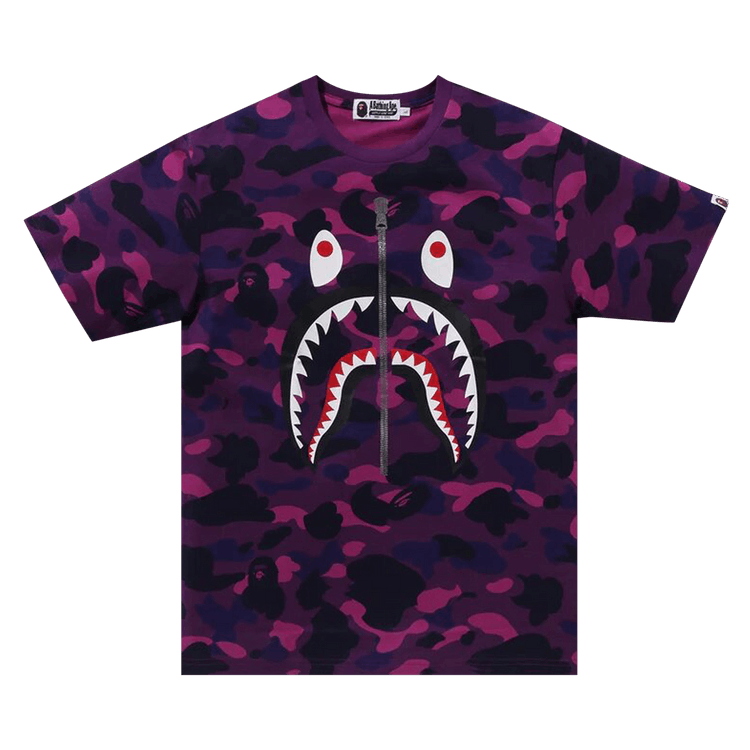 Bape purple camo shark tee hot sale