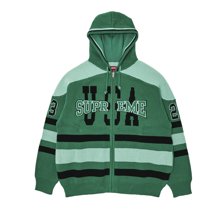 Buy Supreme USA Zip Up Hooded Sweater Green FW23SK50 GREEN GOAT