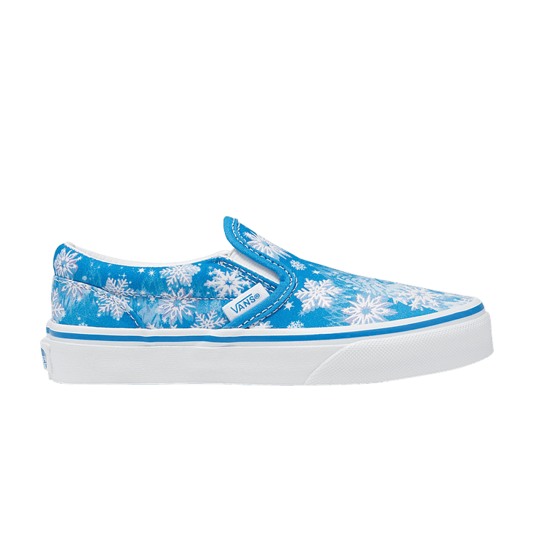 Classic Slip-On V Kids 'Snowflakes - Winter Wonderland Blue'