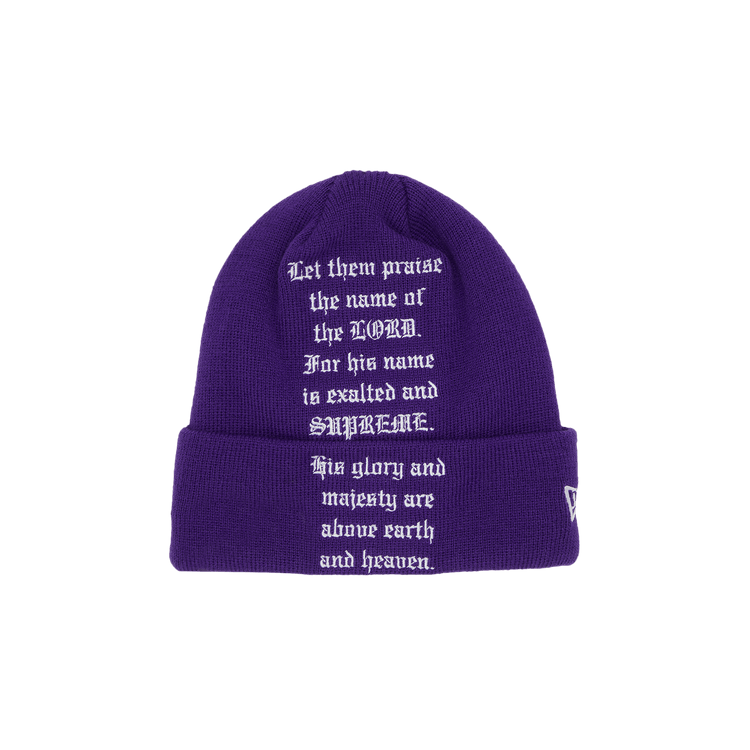 Buy Supreme x New Era Psalm Beanie 'Purple' - FW23BN41