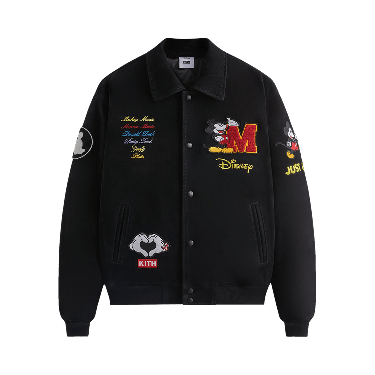 Buy Kith For Mickey & Friends Suede Varsity Jacket 'Black